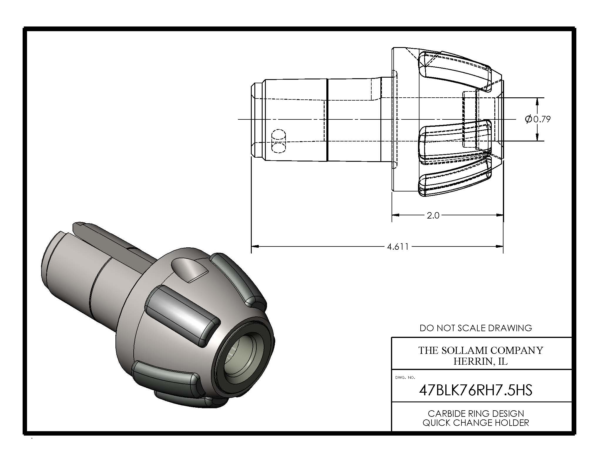 Sollami Company Carbide Ring Holder 47BLK76RH7.5HS