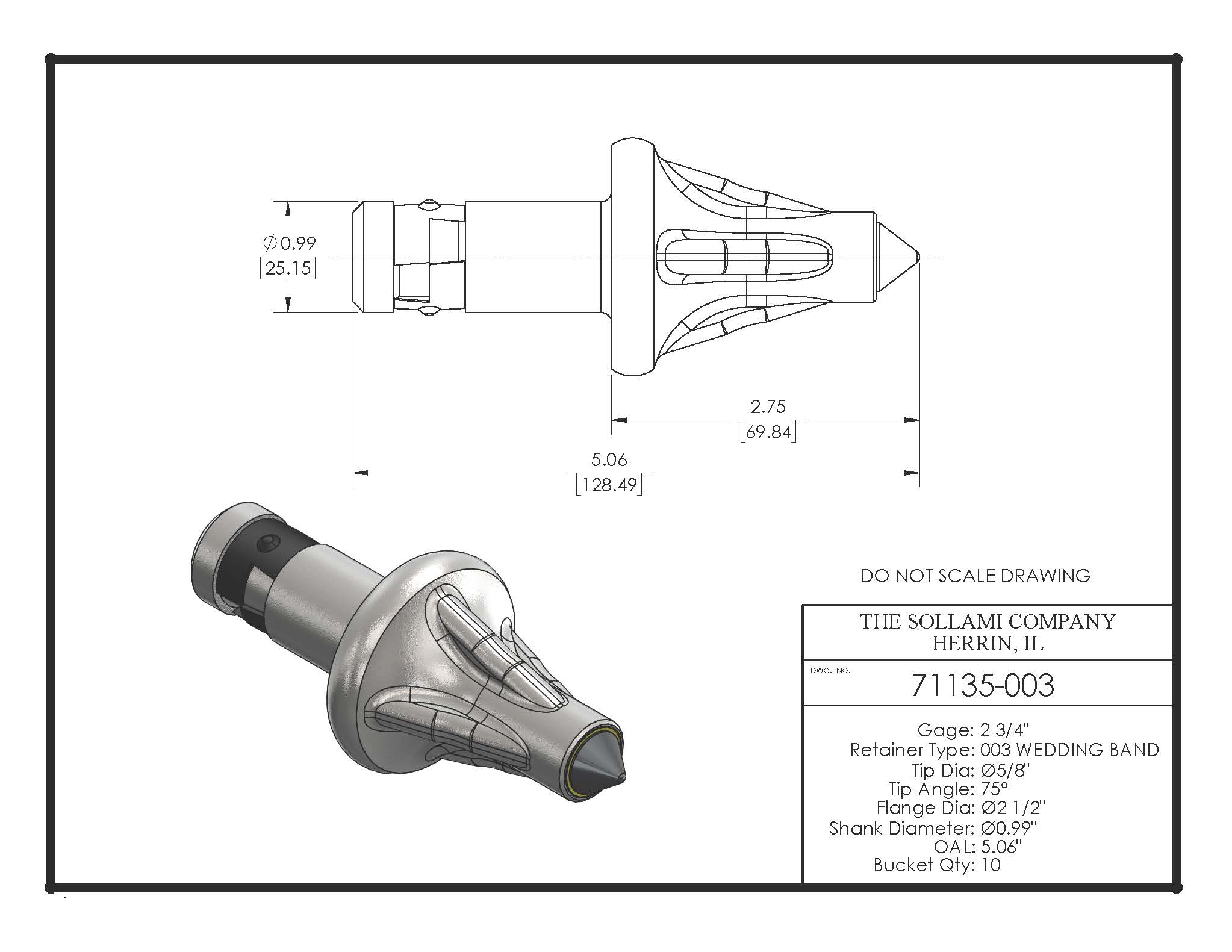 Sollami Company Trenching Tool 71135-003